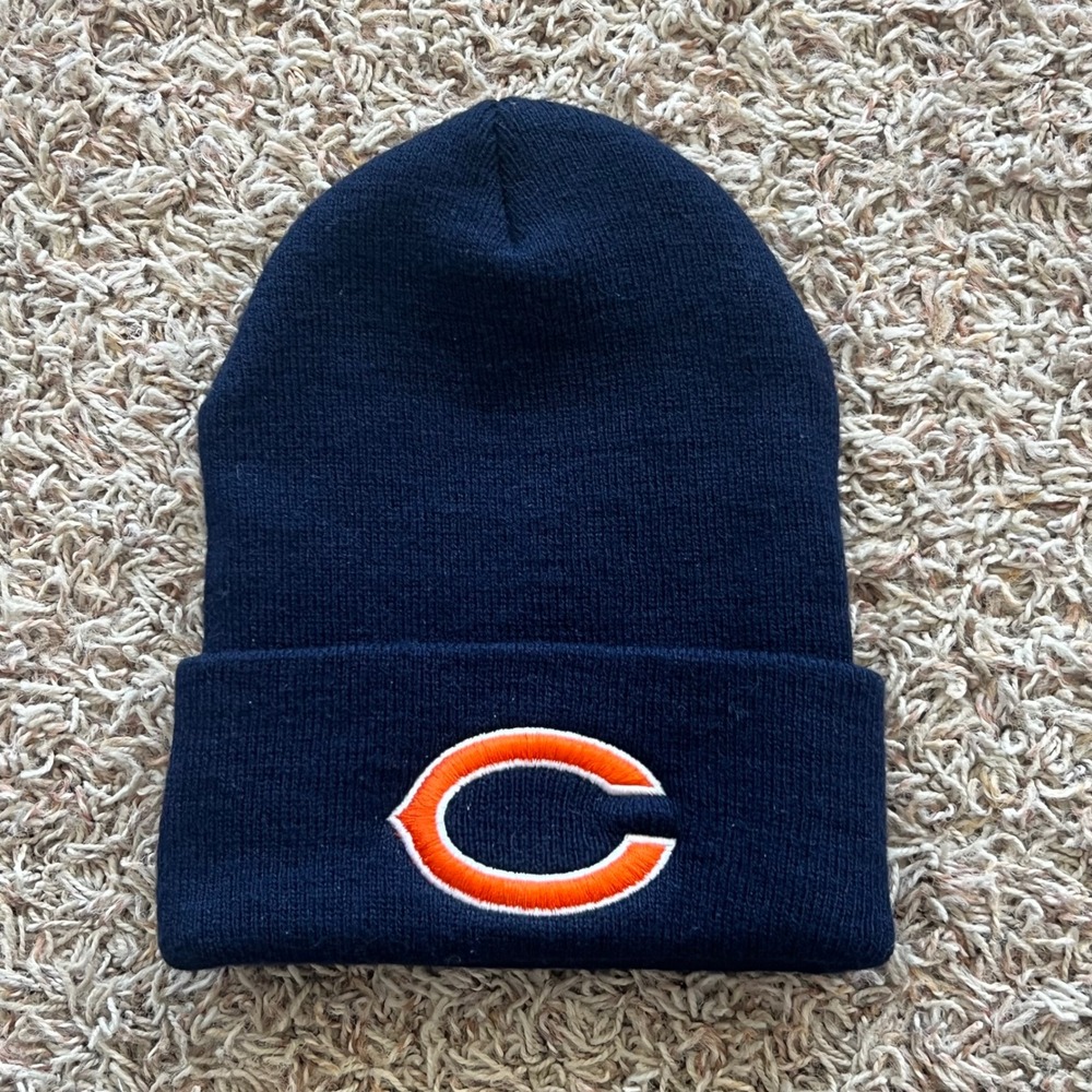 Chicago Bears NFL Knit Beanie Hat Navy Blue Embroidered Logo Winter Cuffed Cap